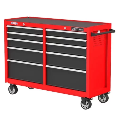 2000 Series 52 Inches W x 37.5 Inches H 10 Drawer Steel Rolling Tool Cabinet Red CRAFTSMAN 1