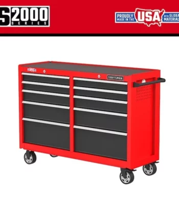 2000 Series 52 Inches W x 37.5 Inches H 10 Drawer Steel Rolling Tool Cabinet Red CRAFTSMAN 2