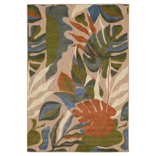 Floral Palm 5 x 7 ft Loomed Polypropylene Multiple Colors Rectangular Outdoor Area rug allen roth with STAINMASTER 1