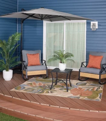Kenwood 3 Piece Wicker Patio Conversation Set with Gray Cushions Style Selections 11