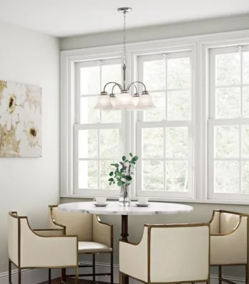 Project Source Fallsbrook 5 Light Brushed Nickel Traditional For Use in Bedrooms Dining Rooms Foyers Kitchens Living Rooms Chandelier 9
