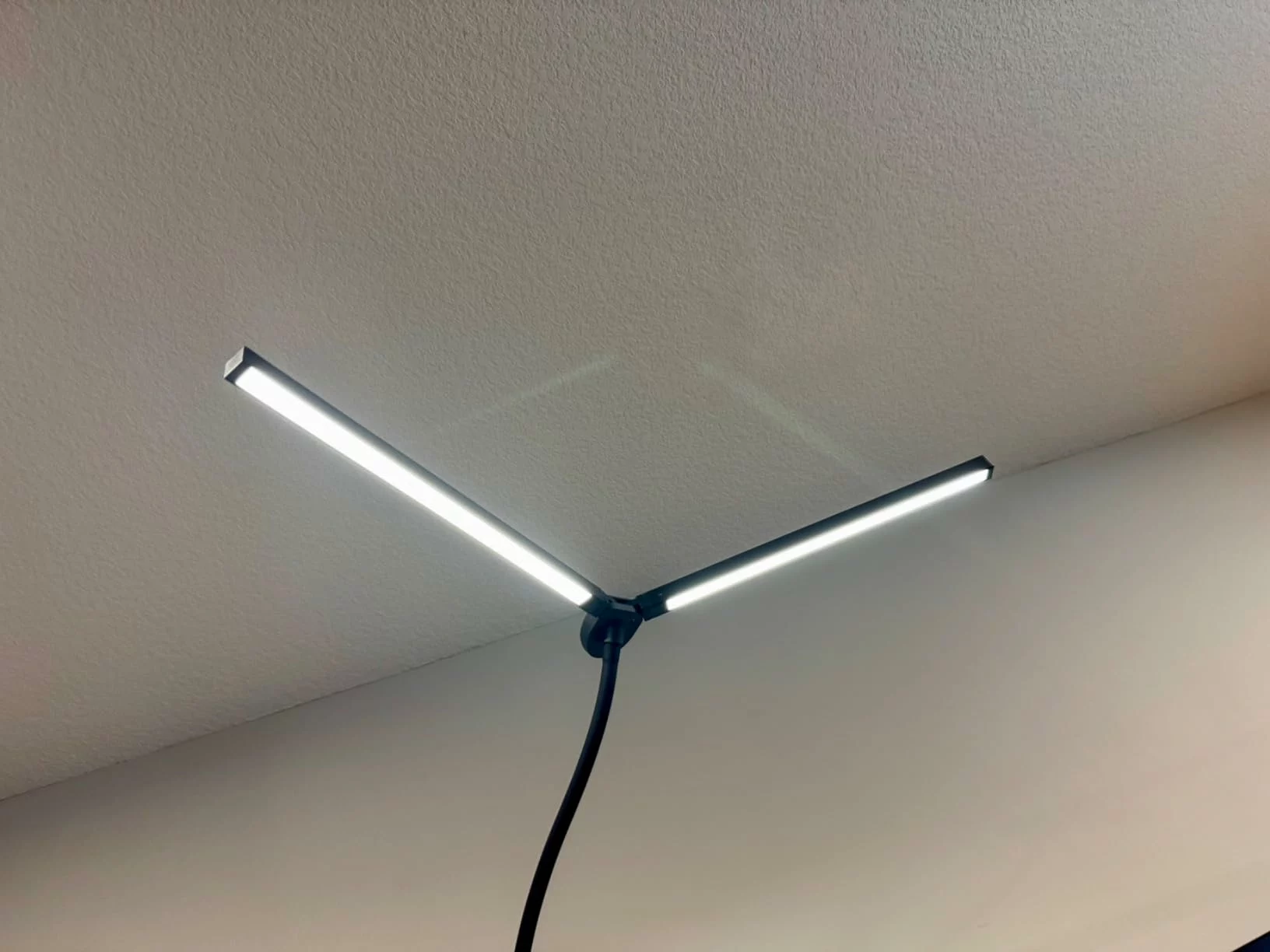 Click to view full screen Pzloz LED Desk Lamp for Office and Home - Eye-Caring Architect Clamp Lamp with Gooseneck, 24W Dual Screen Monitor Smart Light, 5-Color Adjustable Table Lamp for Study, Drafting, and Work photo review