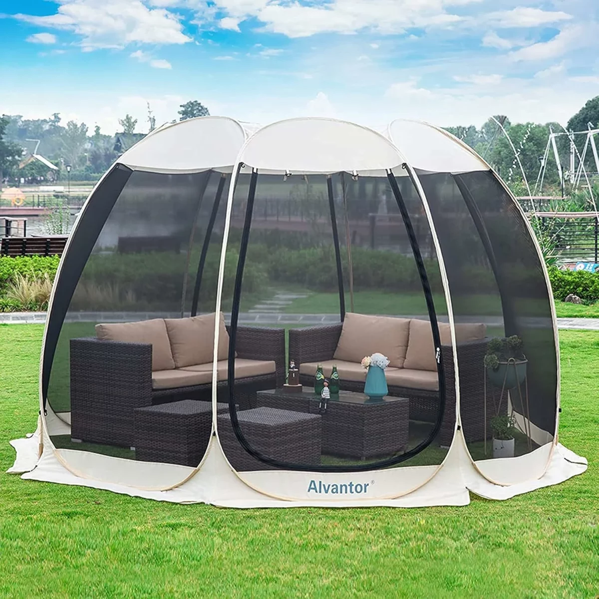 Alvantor Screen House Gazebo Pop Up Outdoor Canopy Tent with Mesh Sides UV Resistant Sun Shelter for Garden Patio and Backyard Available for 6 10 or 15 People 1