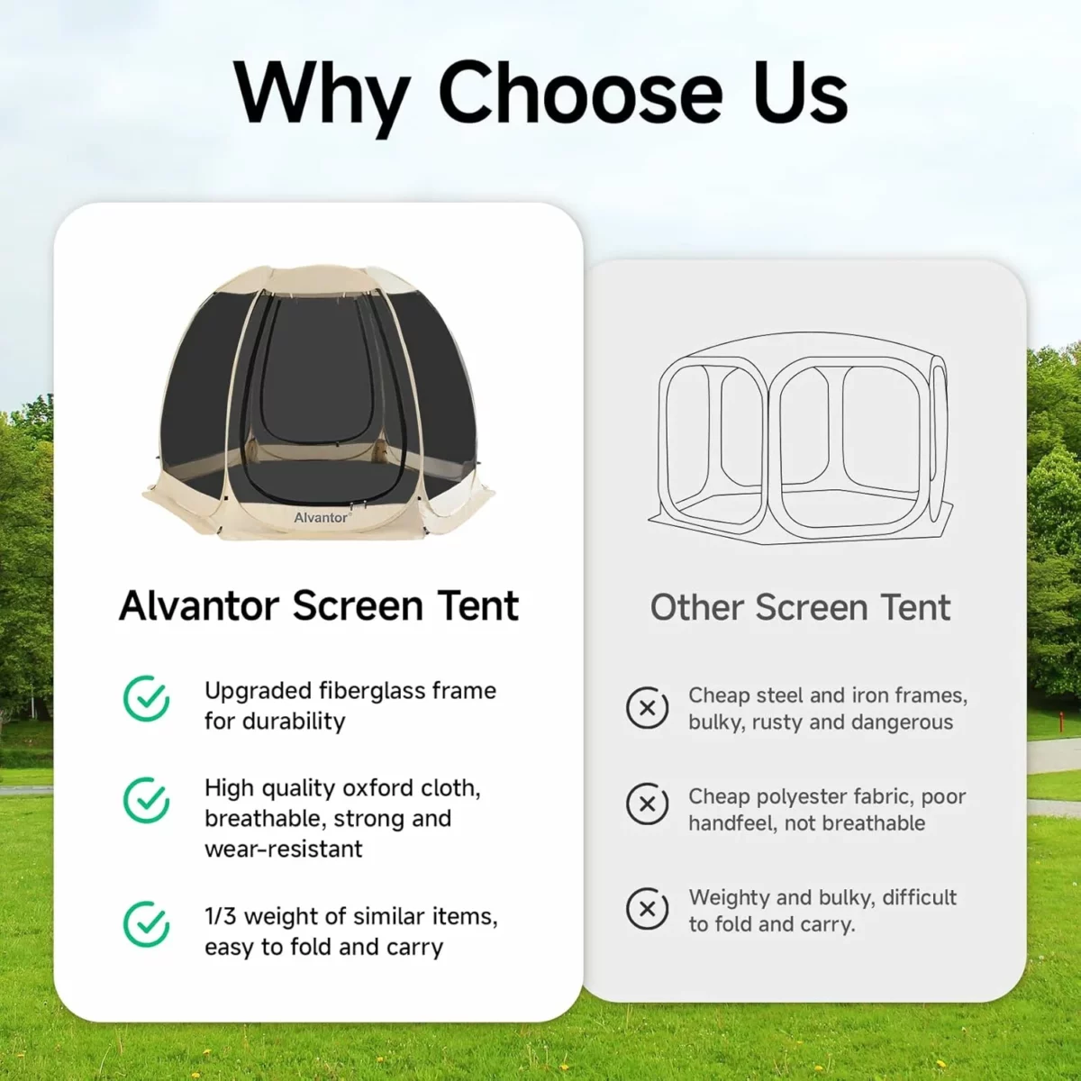 Alvantor Screen House Gazebo Pop Up Outdoor Canopy Tent with Mesh Sides UV Resistant Sun Shelter for Garden Patio and Backyard Available for 6 10 or 15 People 2