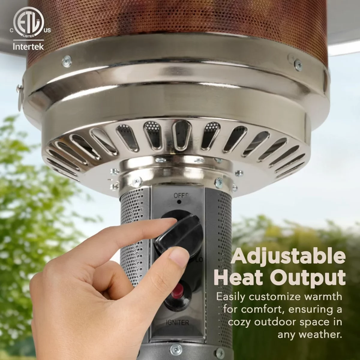 Amazon Basics Outdoor Propane Patio Heater 46000 BTU with Wheels for Commercial and Home Use Slate Gray Includes Water Tank 32.1 x 32.1 x 91.3 Inches 9