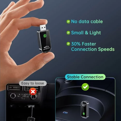 Amzfeel Wireless CarPlay Adapter Mini – Upgrade Wired CarPlay to Wireless Plug Play Dongle for Apple iPhone iOS 10 and Newer Compatible with 2015 Vehicles Brushed Cobalt Blue 2