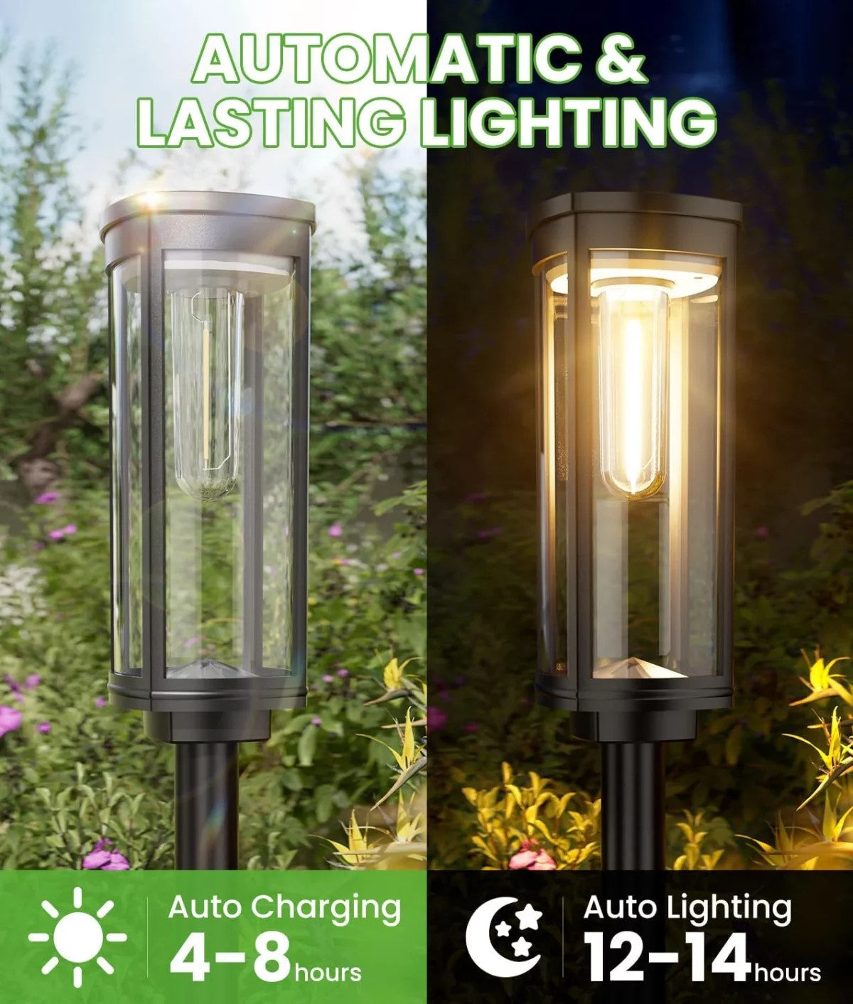 BITPOTT 8 Pack Bright Solar Pathway Lights Solar Powered Outdoor Garden Lighting IP65 Waterproof Auto OnOff for Lawn Patio Walkway Driveway and Landscape Decor 6