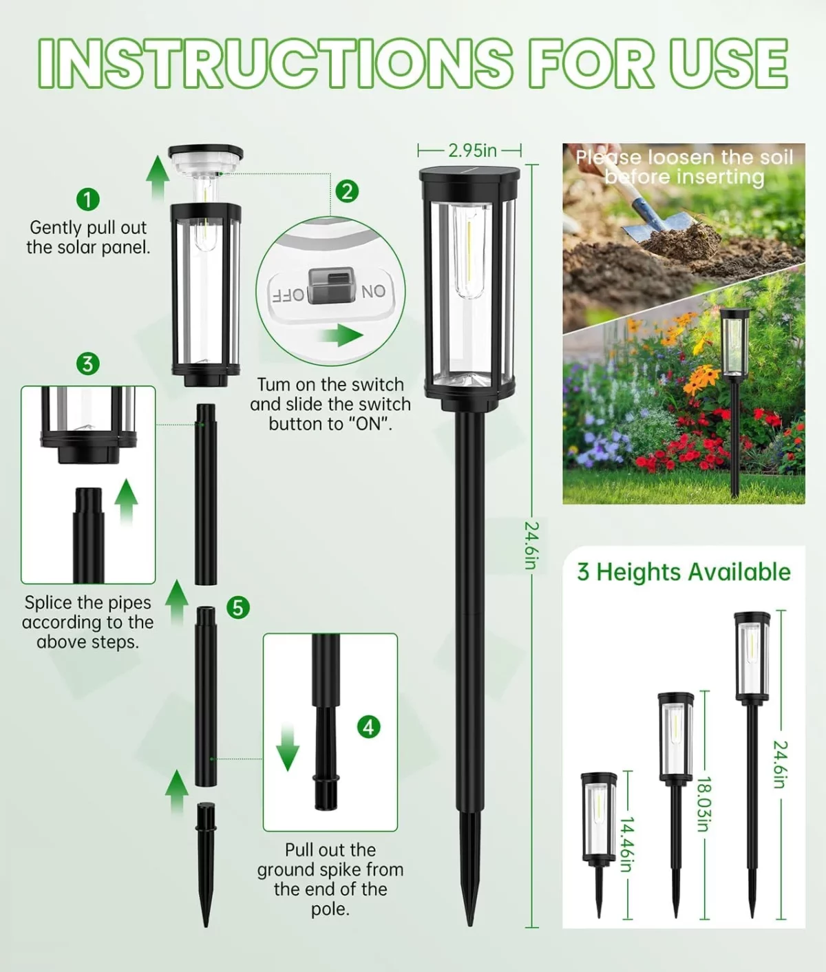 BITPOTT 8 Pack Bright Solar Pathway Lights Solar Powered Outdoor Garden Lighting IP65 Waterproof Auto OnOff for Lawn Patio Walkway Driveway and Landscape Decor 9