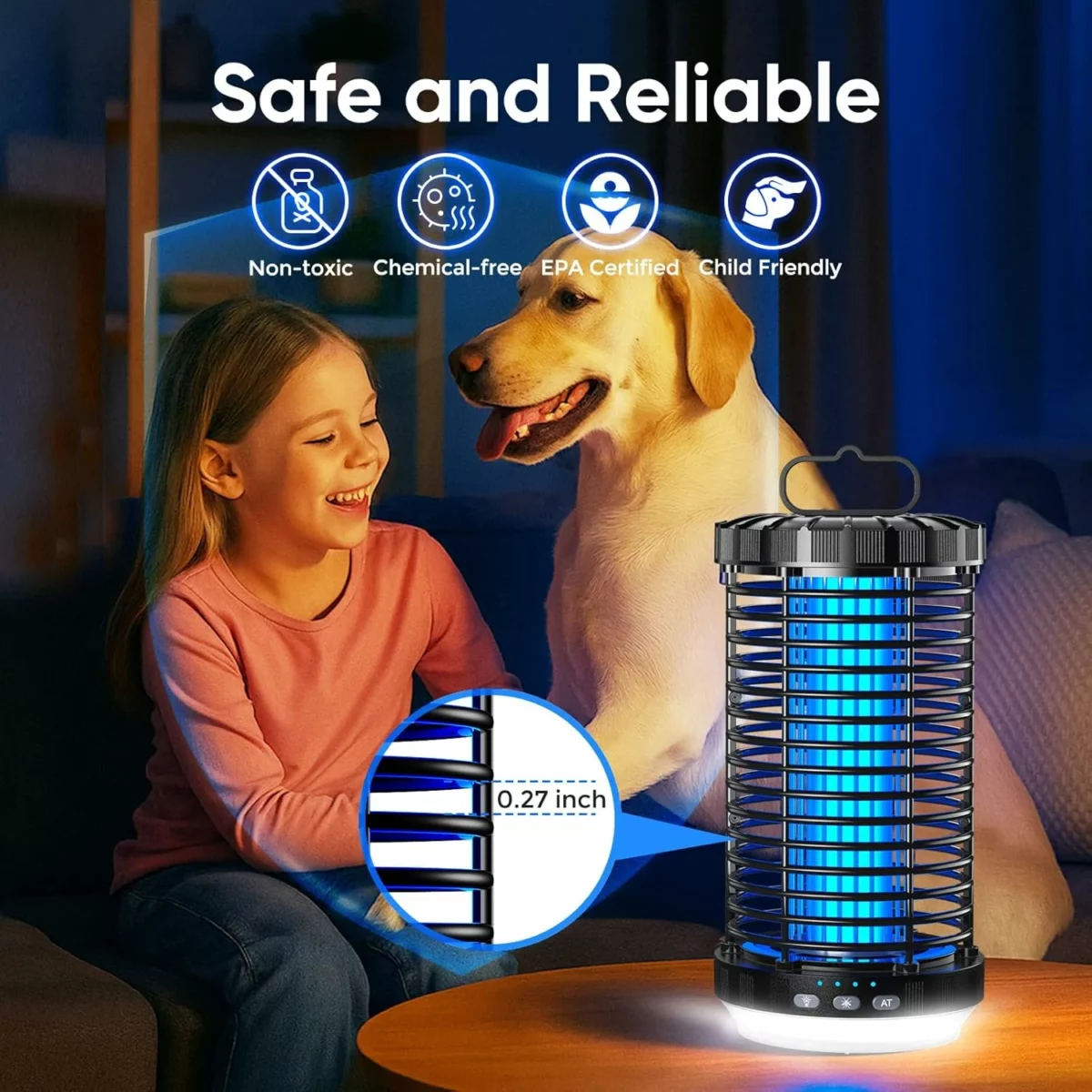 CreateFun Bug Zapper Outdoor 2025 Upgraded 3 in 1 Rechargeable Bug Zapper with 5000mAh Battery LED Night Light 4000V Cordless Waterproof Mosquito Zapper for Outside Patio Backyard Garden Black 6