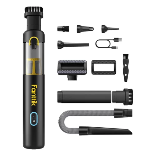 Fanttik Slim V8 Apex 4 in 1 Portable Cordless Car Vacuum Cleaner 19000Pa Strong Suction Type C Fast Charging Dual Suction Modes Mini Handheld Vacuum for Car Office and Keyboard Cleaning Black 1