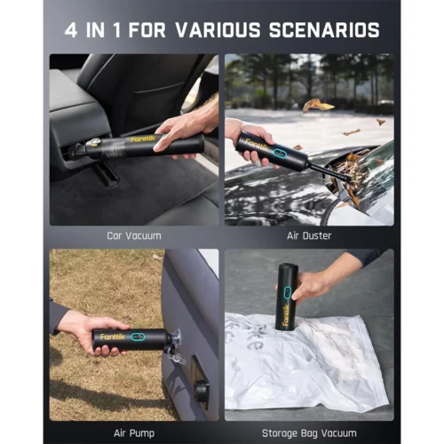 Fanttik Slim V8 Apex 4 in 1 Portable Cordless Car Vacuum Cleaner 19000Pa Strong Suction Type C Fast Charging Dual Suction Modes Mini Handheld Vacuum for Car Office and Keyboard Cleaning Black 2