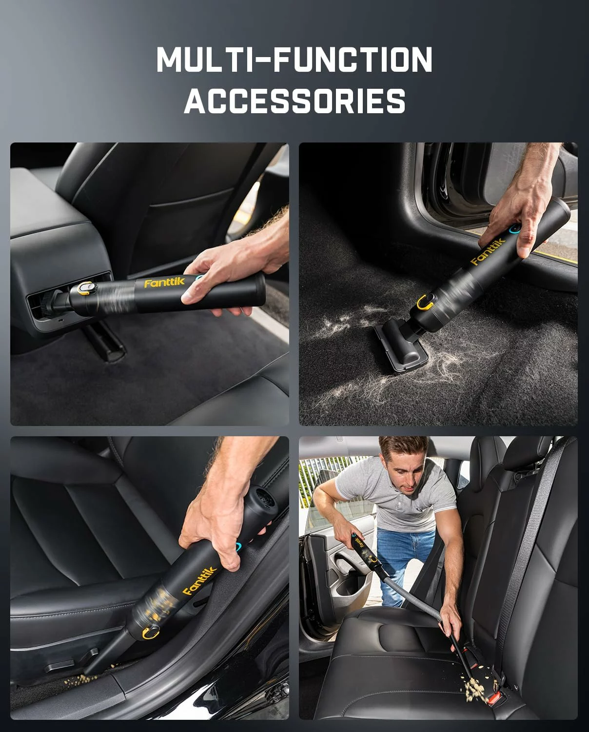 Fanttik Slim V8 Apex 4 in 1 Portable Cordless Car Vacuum Cleaner 19000Pa Strong Suction Type C Fast Charging Dual Suction Modes Mini Handheld Vacuum for Car Office and Keyboard Cleaning Black 5