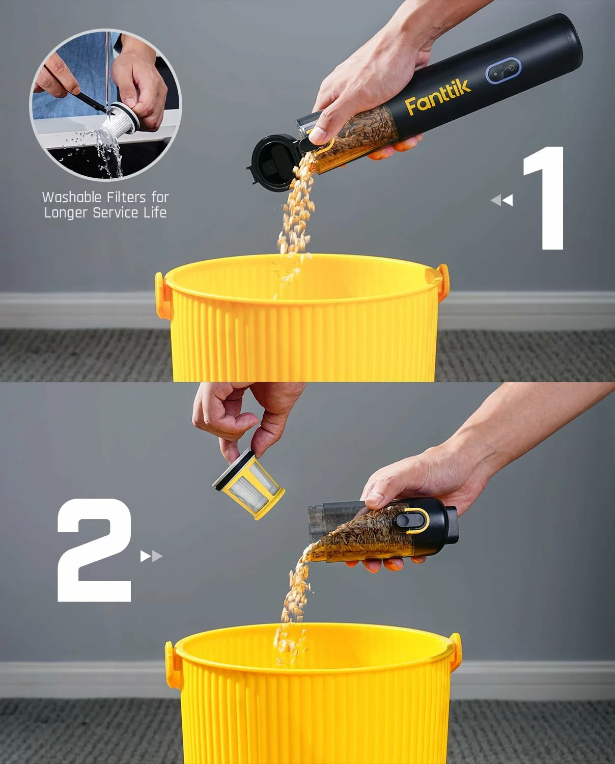 Fanttik Slim V8 Apex 4 in 1 Portable Cordless Car Vacuum Cleaner 19000Pa Strong Suction Type C Fast Charging Dual Suction Modes Mini Handheld Vacuum for Car Office and Keyboard Cleaning Black 7