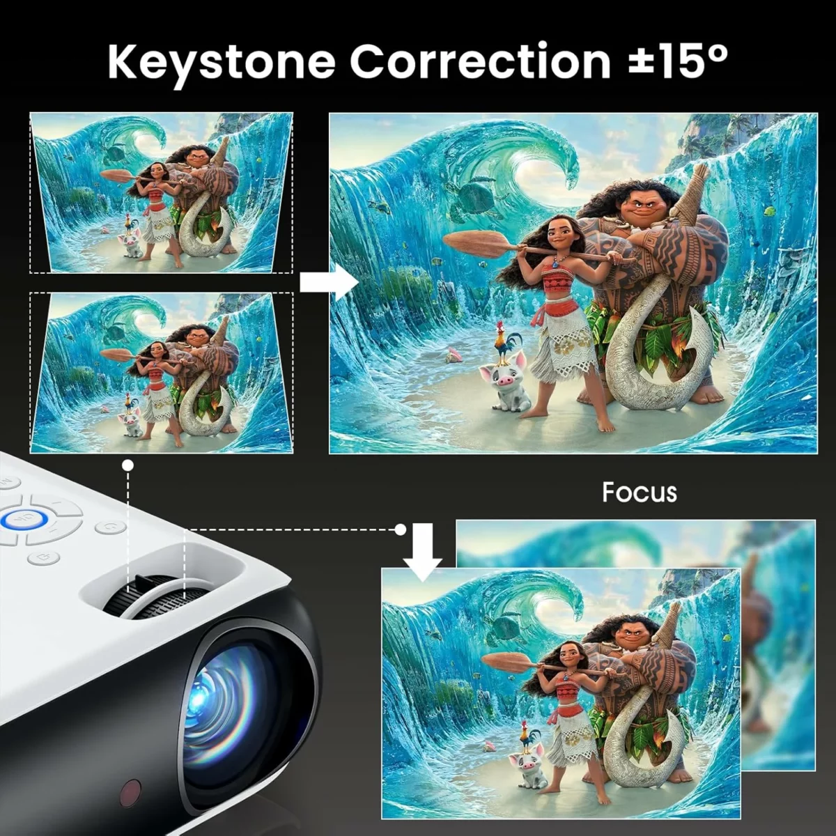 HAPPRUN Native 1080P Bluetooth Projector Full HD Portable Outdoor Projector with Built in Speaker 8