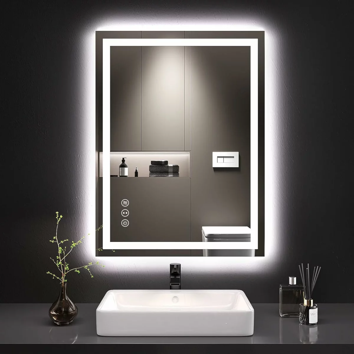 LOAAO 24 x 32 Inch LED Lighted Bathroom Mirror Dimmable Backlit and Front Lit Vanity Mirror with Anti Fog Memory Function Shatterproof Tempered Glass ETL Certified Wall Mounted 1