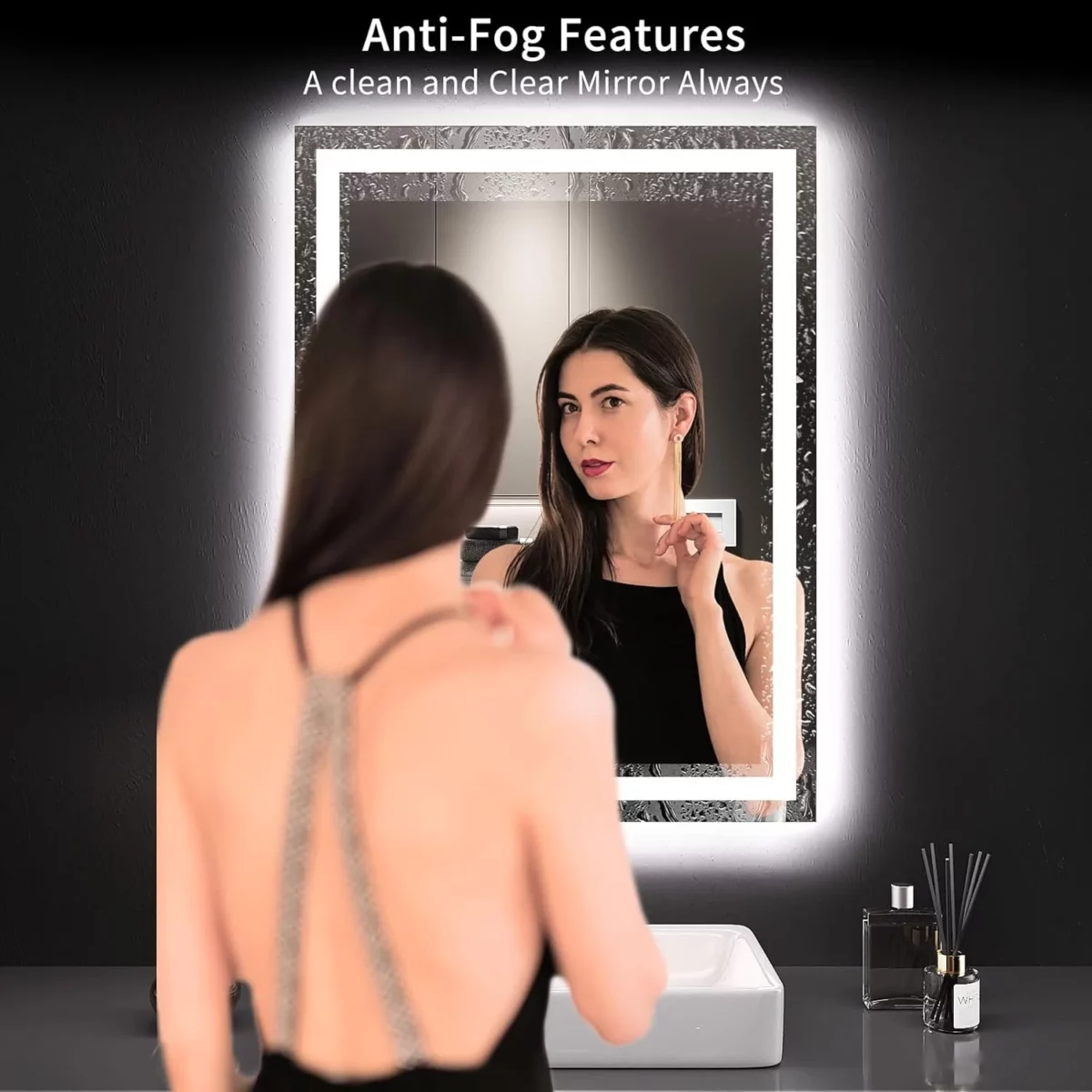 LOAAO 24 x 32 Inch LED Lighted Bathroom Mirror Dimmable Backlit and Front Lit Vanity Mirror with Anti Fog Memory Function Shatterproof Tempered Glass ETL Certified Wall Mounted 2