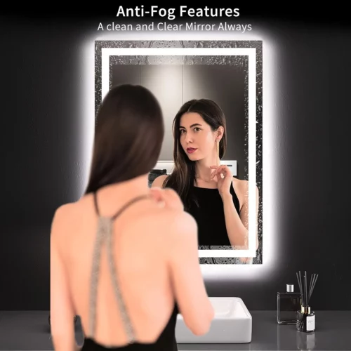LOAAO 24 x 32 Inch LED Lighted Bathroom Mirror Dimmable Backlit and Front Lit Vanity Mirror with Anti Fog Memory Function Shatterproof Tempered Glass ETL Certified Wall Mounted 2