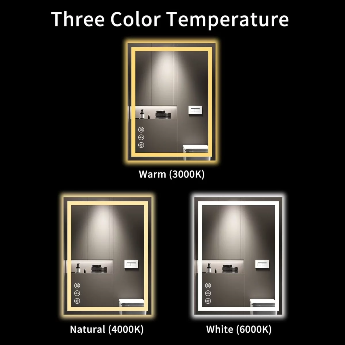 LOAAO 24 x 32 Inch LED Lighted Bathroom Mirror Dimmable Backlit and Front Lit Vanity Mirror with Anti Fog Memory Function Shatterproof Tempered Glass ETL Certified Wall Mounted 4
