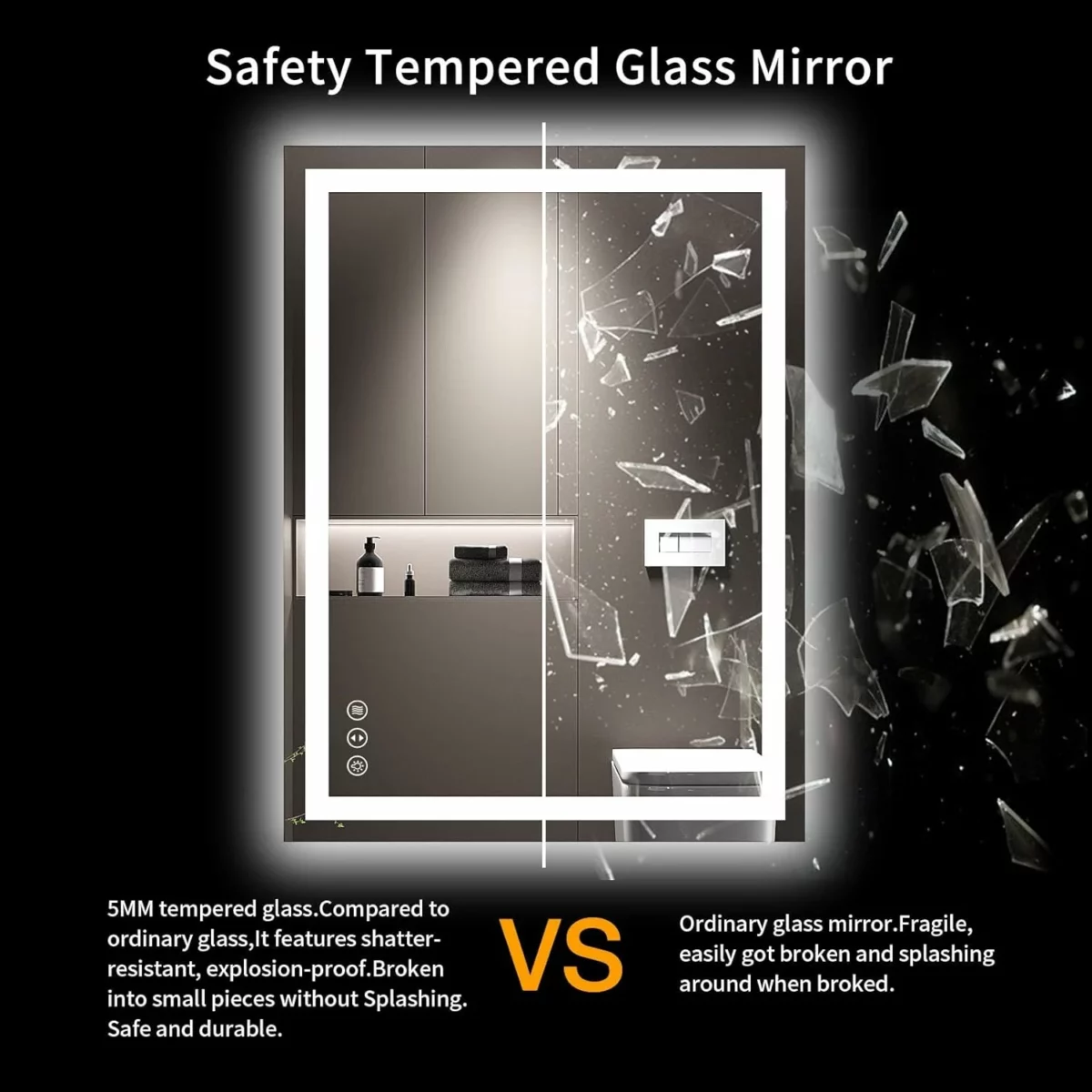 LOAAO 24 x 32 Inch LED Lighted Bathroom Mirror Dimmable Backlit and Front Lit Vanity Mirror with Anti Fog Memory Function Shatterproof Tempered Glass ETL Certified Wall Mounted 7