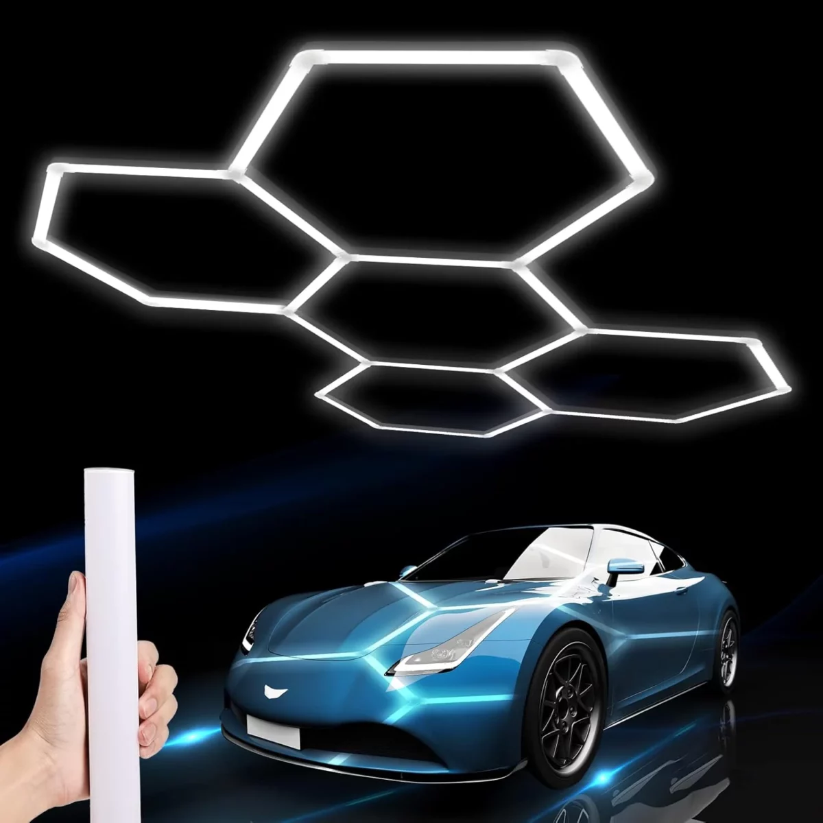 LZHOME 25 Pack Hexagon LED Garage Lights Oversized Ultra Bright 26400LM Ceiling Lighting for Car Detailing Workshops Warehouses Gyms Basements and Car Wash Areas 1