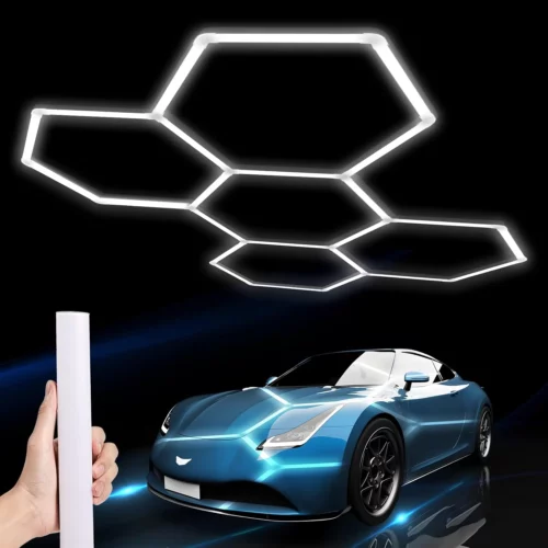 LZHOME 25 Pack Hexagon LED Garage Lights Oversized Ultra Bright 26400LM Ceiling Lighting for Car Detailing Workshops Warehouses Gyms Basements and Car Wash Areas 1