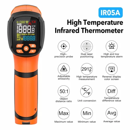 MESTEK High Temperature Infrared Thermometer Gun 2