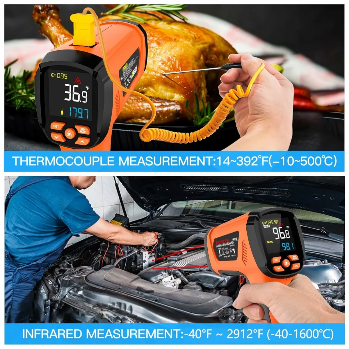 MESTEK High Temperature Infrared Thermometer Gun 5