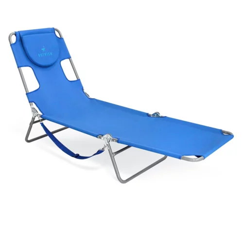Ostrich Folding Beach Lounge Chair Adjustable Reclining Outdoor Chaise Lounger for Lawn Poolside Patio Garden and Backyard Portable Blue Sun Lounger 1
