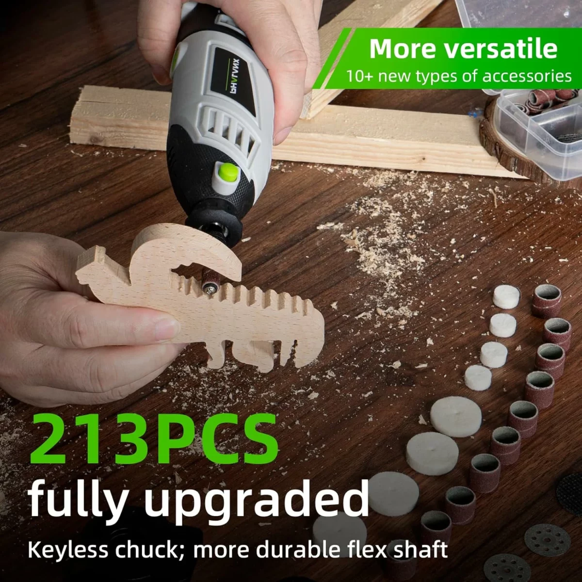 PHALANX 180W Rotary Tool Set 6 Speed 1.5A Power Rotary Tool with Flex Shaft 8000 35000RPM Includes 213 Accessories Ideal for DIY Projects Crafting and Multi Purpose Home Repairs 5