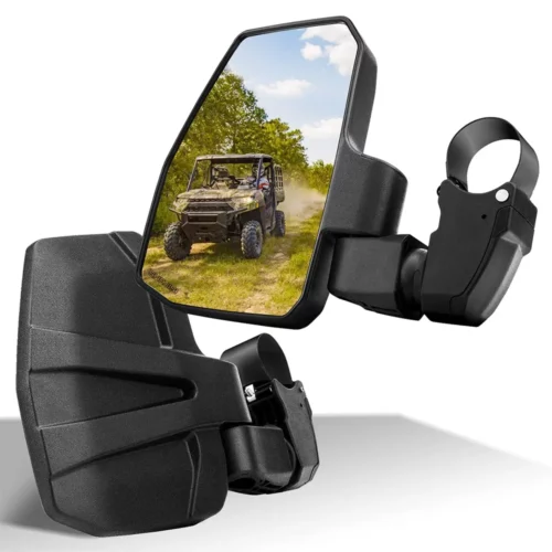 SHEJISI UTV Side Mirrors with Automatic Reset No Manual Adjustment Needed Fits 1.5 2.0 Roll Cages Compatible with Polaris RZR Can Am Maverick Honda Pioneer Kawasaki Mule and More 1
