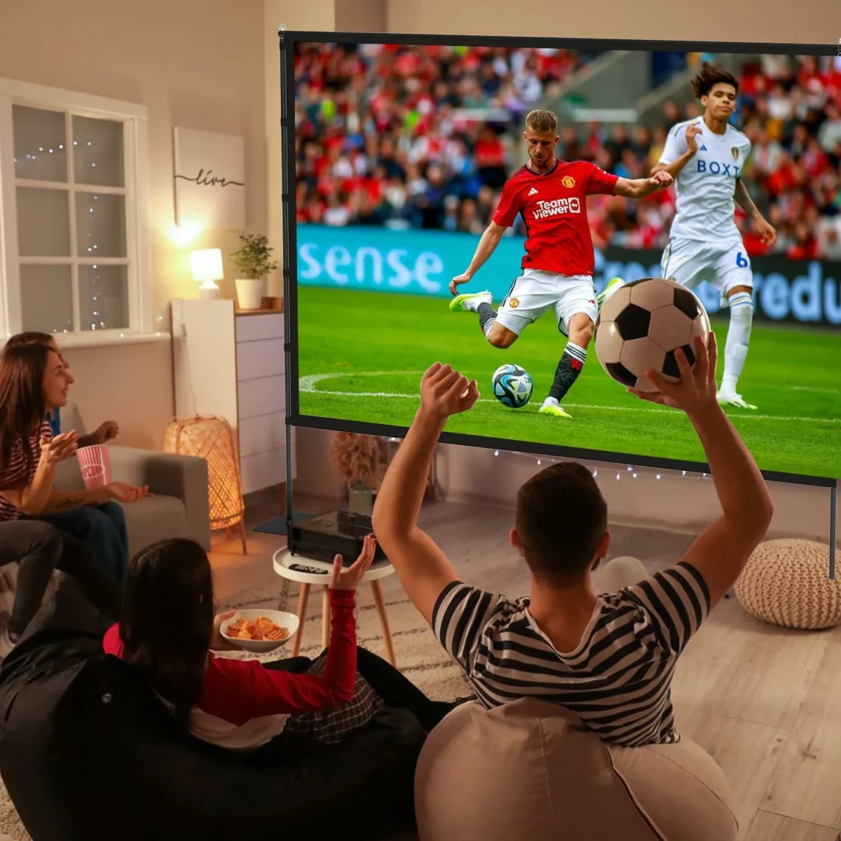 STWUI 120 Inch Outdoor Projector Screen with Stand Portable 169 4K HD Movie Projection Screen for Indoor and Outdoor Use Lightweight Design with Carry Bag for Backyard Movie Nights 3