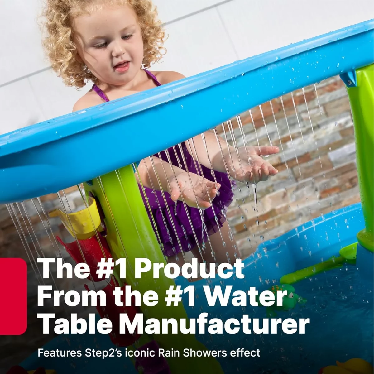 Step2 Toddler Water Table with Rain Showers Kids Outdoor Sand and Water Play Set 13 Piece Accessory Kit Sensory Activity Toy for Children Aged 1.5 Years and Up Perfect for Summer Fun 5