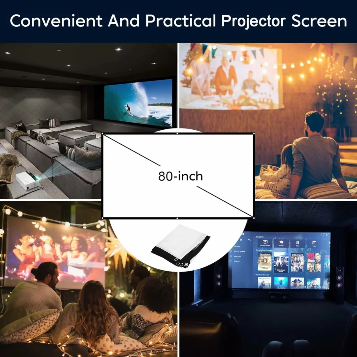 TMY Mini Projector Upgraded 1080P Full HD Bluetooth Projector with Screen Portable Movie Projector Compatible with TV Stick Smartphone HDMI USB for Indoor and Outdoor Use thumb 2