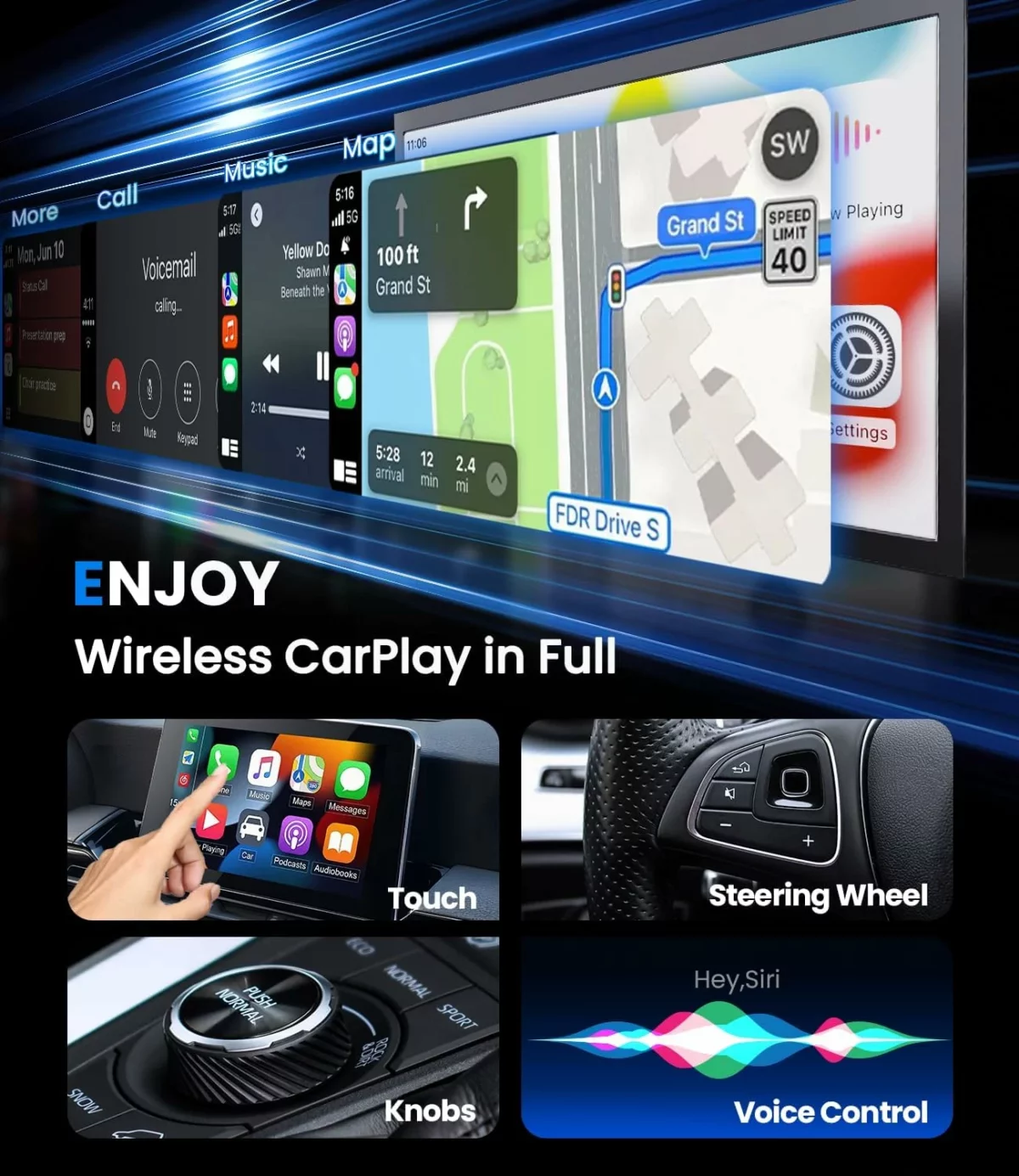 Teeran Wireless CarPlay Adapter 2025 Upgrade Converts Wired to Wireless CarPlay Mini USB Plug and Play Fast Stable Connection Compatible with iPhone and Cars with Built in Apple CarPlay 7