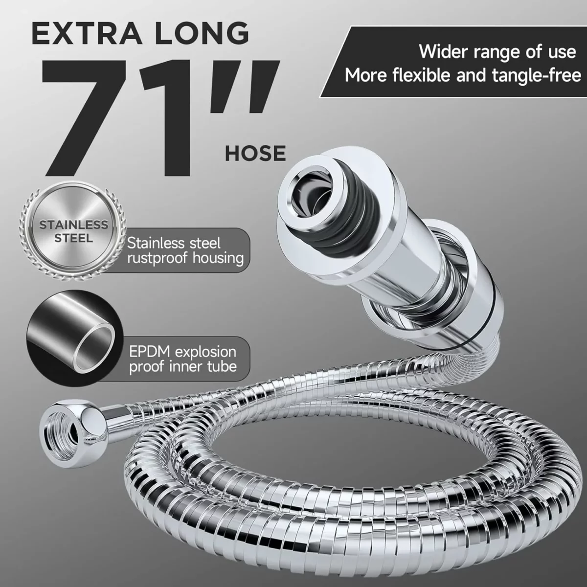 Veken Dual Shower Head Combo High Pressure Wide Rainfall Shower Head with 6 Setting Handheld Sprayer Adjustable Arm and Detachable Design Anti Clog Nozzles Bathroom Fixture in Silver Chrome 7