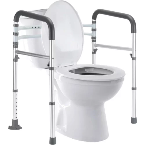 lianjindun Adjustable Toilet Safety Rails Foldable Support Frame for Elderly Seniors and Disabled Universal Fit for Most Toilets 300LB Weight Capacity FSAHSA Eligible 1