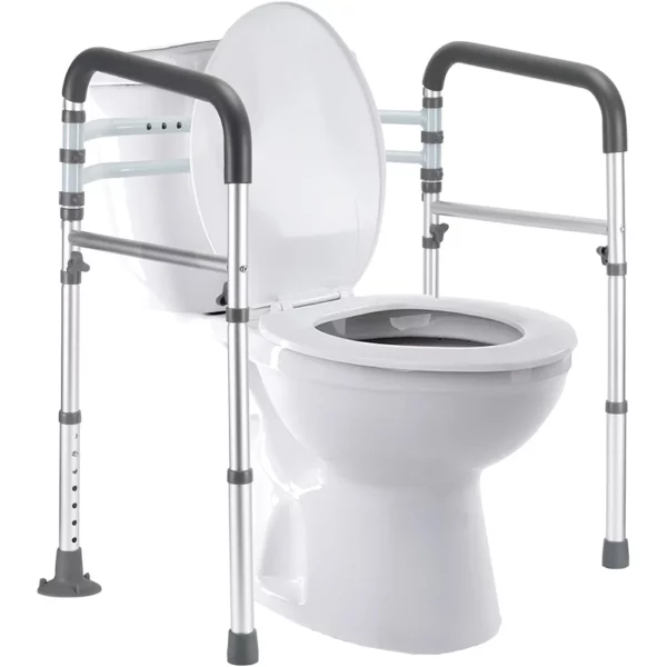 lianjindun Adjustable Toilet Safety Rails, Foldable Support Frame for Elderly, Seniors, and Disabled, Universal Fit for Most Toilets, 300LB Weight Capacity, FSA/HSA Eligible