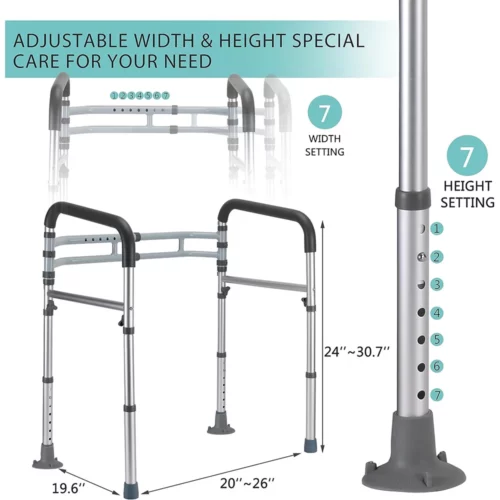 lianjindun Adjustable Toilet Safety Rails Foldable Support Frame for Elderly Seniors and Disabled Universal Fit for Most Toilets 300LB Weight Capacity FSAHSA Eligible 2