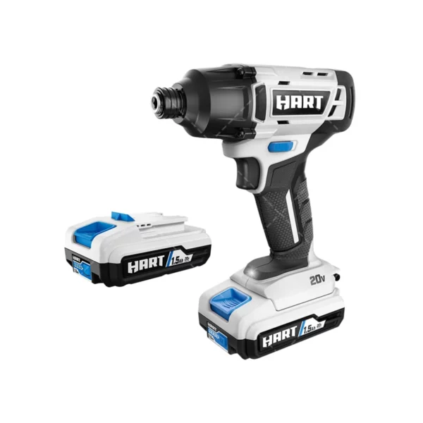 HART 20V Gen 2 Cordless Impact Driver Kit – 1/4-Inch Hex Chuck, (2) 1.5Ah Lithium-Ion Batteries & Charger