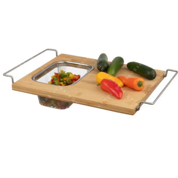 2-in-1 Adjustable Bamboo Cutting Board – Over-the-Sink Chopping Board with Removable Strainer