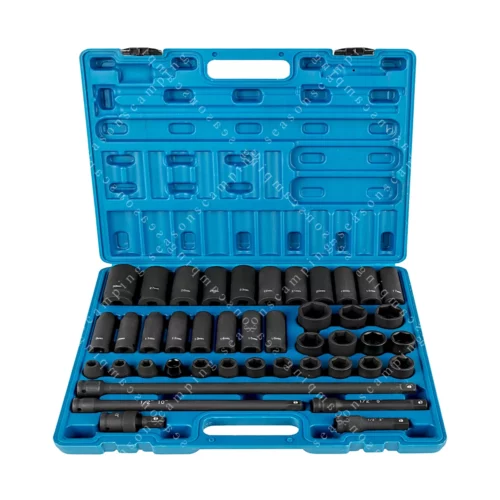 BENTISM 12 inch Chrome Finish Standard Deep Socket Wrench Set 43 Piece 1 ta 015ax5 7778 10 1