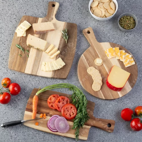 Classic Cuisine 3PC Acacia Wood Cutting Board Set 2