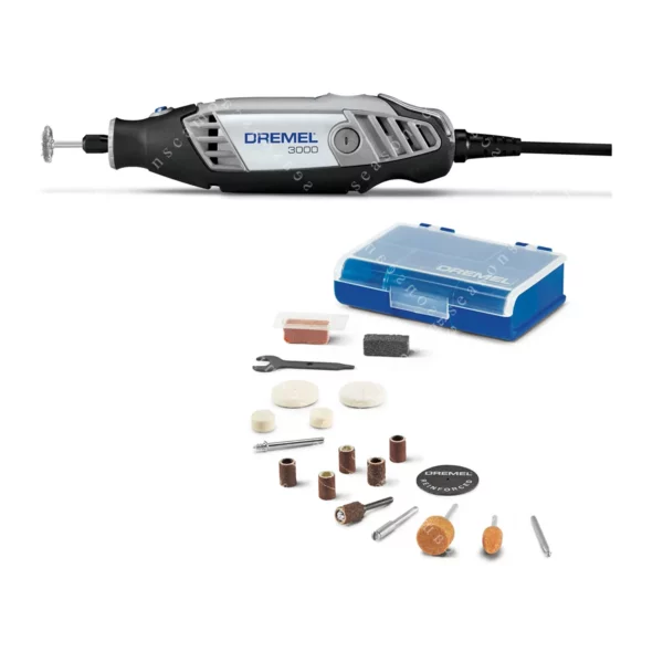 Dremel 3000-N/18 Corded Rotary Tool – Variable Speed with EZ Twist Nose Cap & 18 Accessories, 1.2A/120V