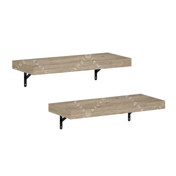 Tanna 22-Inch Wall-Mounted Floating Display Shelves – Set of 2, Natural Wood Finish