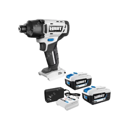 HART 20 Volt Cordless 14 Hex Impact Driver 2 Pack 4AH Battery Kit Bundle 1