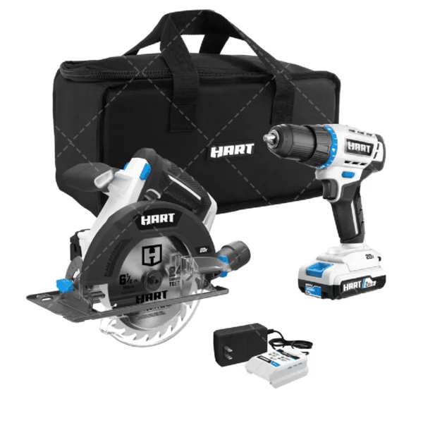 HART 20V 2-Tool Combo Kit – Cordless Drill & Impact Driver with Batteries and Charger