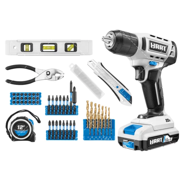 HART 20V Project Kit – Cordless Drill, Hand Tools, Accessories & Storage Bag