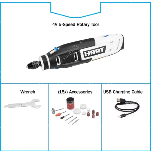 HART Battery Powered 4 Volt Rotary Tool Kit with Accessories 4