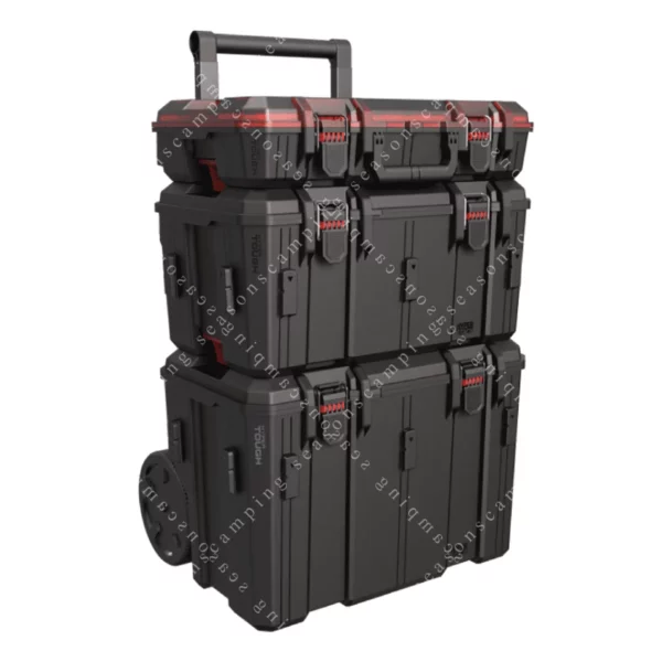 Hyper Tough Hyper Stack Rolling Toolbox System – Heavy-Duty 3-Piece Modular Storage, Black