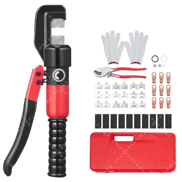 Hydraulic Crimping Tool – Battery-Powered Lug Crimper for AWG 12–2/0 Terminals with Pliers